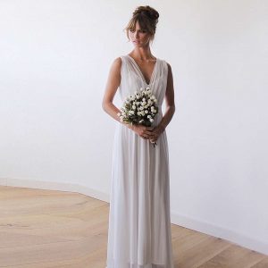 Ivory Sheer Chiffon Sleeveless Bridal Gown