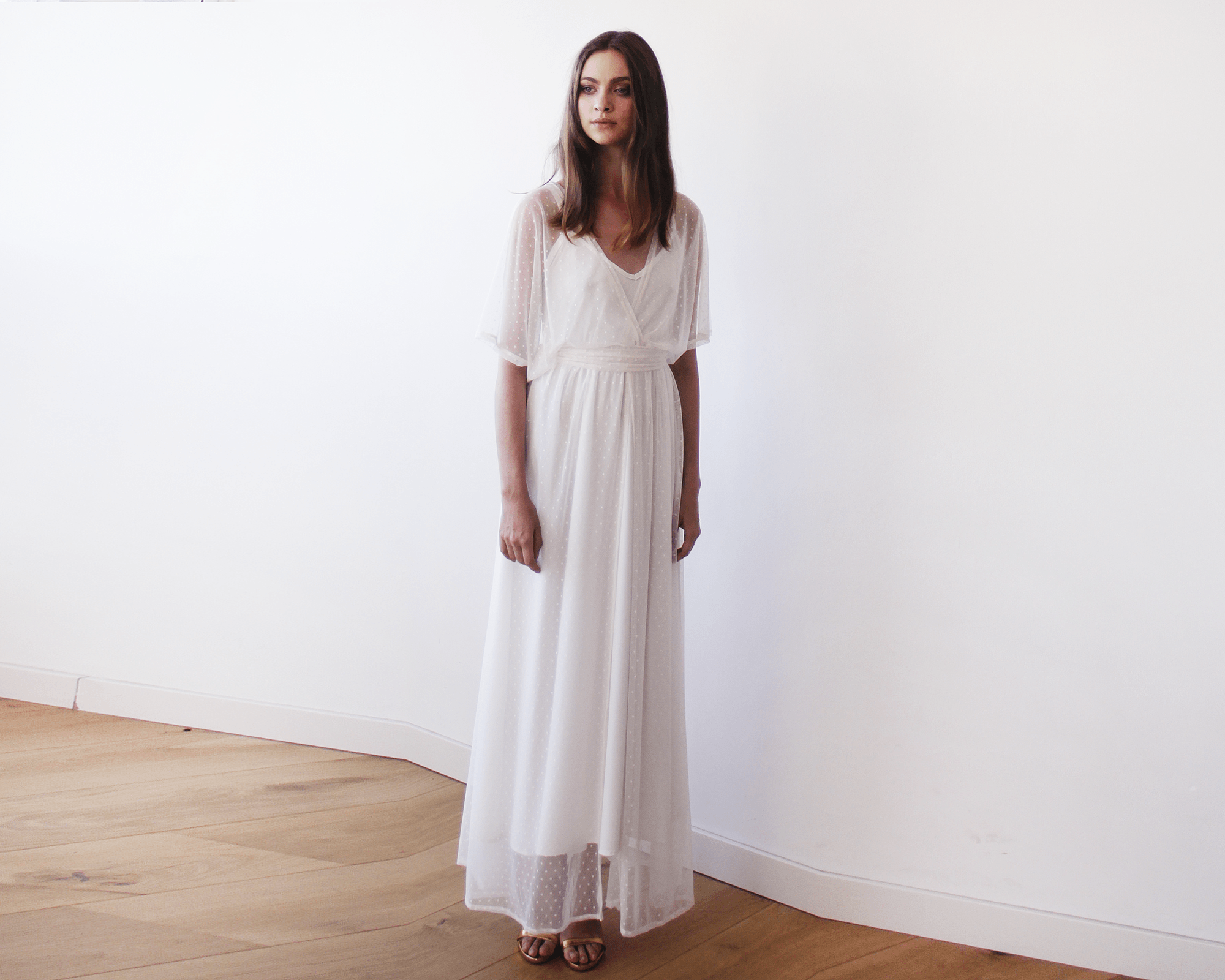 ivory chiffon maxi dress