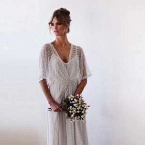 Ivory sheer-lace vintage-style maxi dress